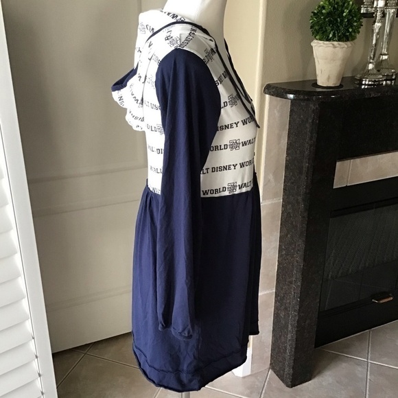Disney Dresses & Skirts - Disneyland Resort Dress MEDIUM Hoodie Walt Disney World ‘71 Navy Blue White RARE